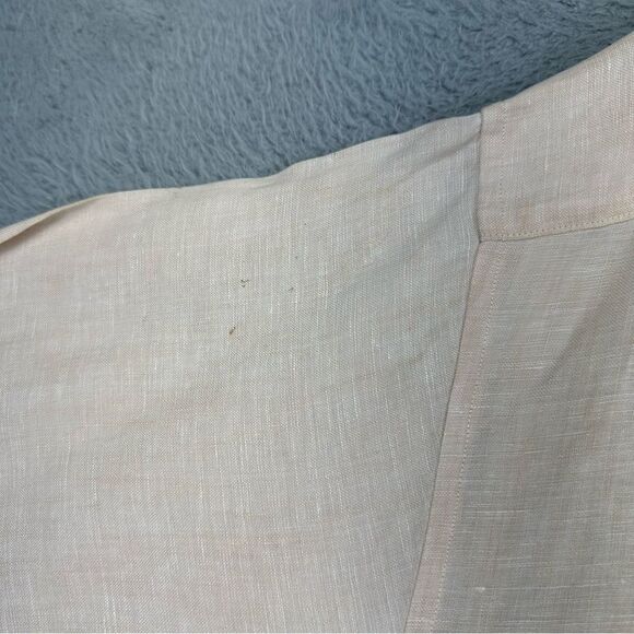 Brooks Brothers Linen Shirt Mens XL Orange Woven Short Sleeve Button Up Beach - Picture 10 of 16